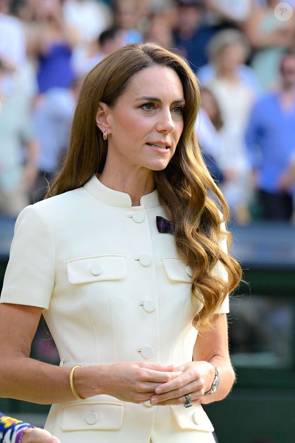 La princesse Catherine (Kate) Middleton, princesse de Galles lors de la finale dame des internationaux de tennis de Wimbledon le 12 juillet 2025.

© Chryslène Caillaud / PsnewZ/ Bestimage