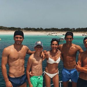 Véronique Zidane et ses fils Luca, Elyaz, Enzo et Théo. Mai 2019.