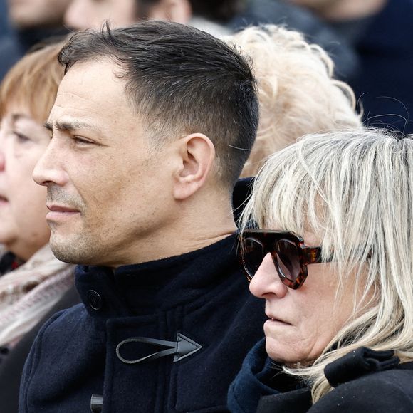 Steevy Boulay, Christine Bravo - Sorties des obsèques d'Isabelle Mergault à la Coupole du Père-Lachaise à Paris le 30 mars 2026. © Cyril Moreau - Dominique Jacovides / Bestimage