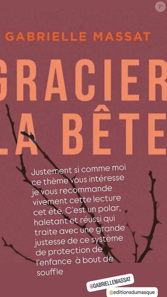 "Gracier la bête", un livre que Mélissa Theuriau conseille sur le sujet de l'aide sociale à l'enfance