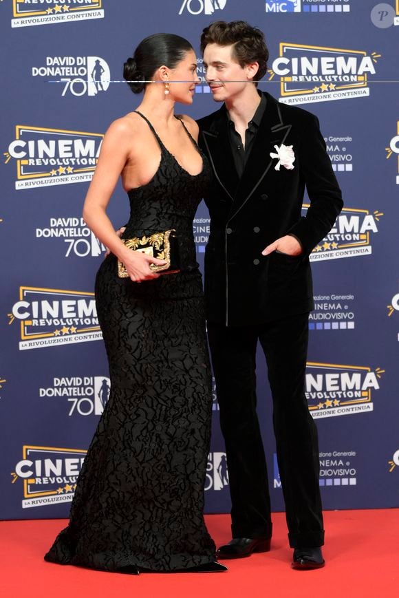 Timothée Chalamet et sa compagne Kylie Jenner à la cérémonie David di Donatello Awards  à Rome, le 7 mai 2025. Zuma Press / Bestimage