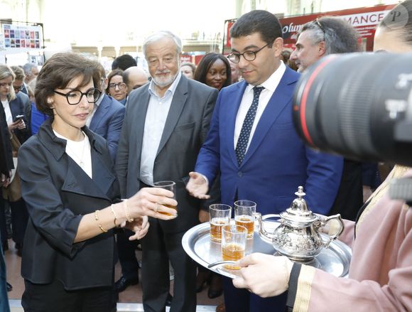 Rachida Dati, Vincent Montagne, Mohamed Mehdi Bensaid (Ministre de la Jeunesse, de la Culture et de la Communication du Maroc) - Ouverture du Festival du Livre de Paris 2025 au Grand Palais à Paris le 10 avril 2025. Le Maroc est l'invité d'honneur du Festival du Livre de Paris 2025, qui fête son retour au Grand Palais. © Marc Ausset-Lacroix/Bestimage