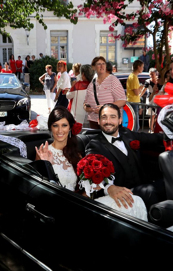 Mariage civil de Sophie Vouzelaud, première dauphine de Miss France 2007 et malentendante, avec son compagnon Fabien Boutamine à Saint Junien le 18 août 2018. © Patrick Bernard / Bestimage