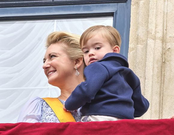 La Grande-Duchesse Stéphanie de Luxembourg et le Prince François lors de l'abdication du Grand-Duc Henri et de l'avènement de son fils le Grand-Duc héréditaire Guillaume, au Palais Grand-Ducal à Luxembourg, le 3 octobre 2025. Photo by Olivier Polet/ABACAPRESS.COM