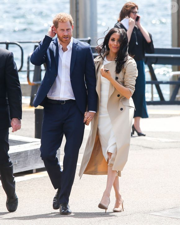 Le prince Harry, duc de Sussex et sa femme Meghan Markle, duchesse de Sussex (enceinte) arrivent à l'opéra de Sydney le premier jour de leur première tournée officielle en Australie, le 16 octobre 2018. Matrix / Bestimage