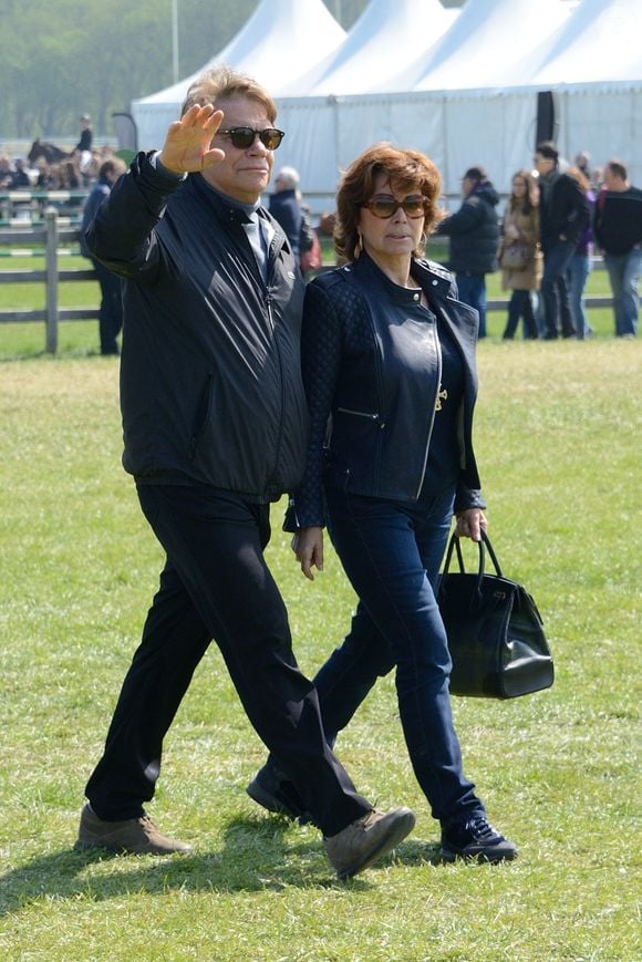 Dominique Tapie et Bernard Tapie assistant au Jumping International de Chantilly à Chantilly, au nord-est de Paris, France le 21 avril 2013. Photo by Nicolas Briquet/ABACAPRESS.COM