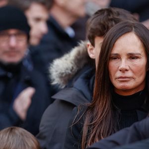 Nathalie Marquay-Pernaut - Sorties des obsèques de Jean-Pierre Pernaut en la Basilique Sainte-Clotilde à Paris, France le 9 mars 2022. © Aurelien Morissard/Panoramic/Bestimage