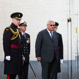 Le Prince Laurent de Belgique et le Prince Andrew, Duc d'York lors de la cérémonie commémorative du 75ème anniversaire de la libération de Bruges.
Belgique, Bruges, le 7 septembre 2019. ALAIN ROLLAND/ IMAGEBUZZ/ BESTIMAGE