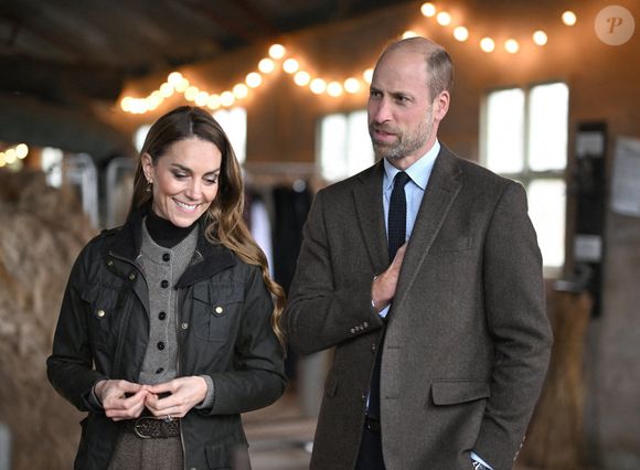 Le Prince et la Princesse de Galles lors d'une visite à Mallon Linen près de Cookstown dans le Co Tyrone, une exploitation agricole familiale qui rétablit une chaîne d'approvisionnement transparente du lin au lin en Irlande du Nord, Royaume-Uni, le 14 octobre 2025. Photo by Samir Hussein/PA Wire/ABACAPRESS.COM