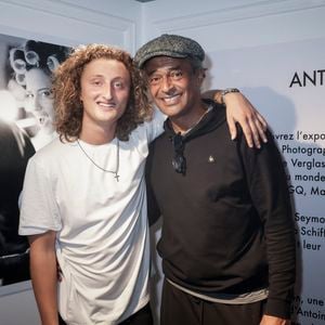 Exclusif - Joalukas Noah et son père Yannick Noah - Isabelle Camus a organisé pour son ami photographe Antoine Verglas, le vernissage de l'exposition éphémère de ses photographies à la Galerie La Hune en partenariat avec YellowKorner le 4 juillet 2023. Antoine Verglas, célèbre photographe, a fait carrière à New York aux USA dans la fashionsphère,  des shootings de Victoria's Secret  aux Unes des plus grands magazines de mode, il a tout fait. Les plus grand top models comme les plus grandes actrices ont un jour posé pour lui.. © Jack Tribeca/Bestimage