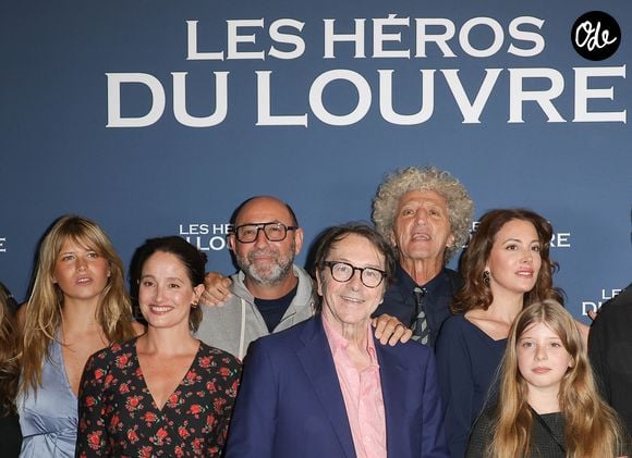 Julia de Nunez, Kad Merad, Marie Gillain, Elie Chouraqui et Jean-Hugues Anglade - Avant-première du film "Les héros du louvre" au cinema L'Arlequin à Paris le 1er septembre 2026. © Coadic Guirec/Bestimage