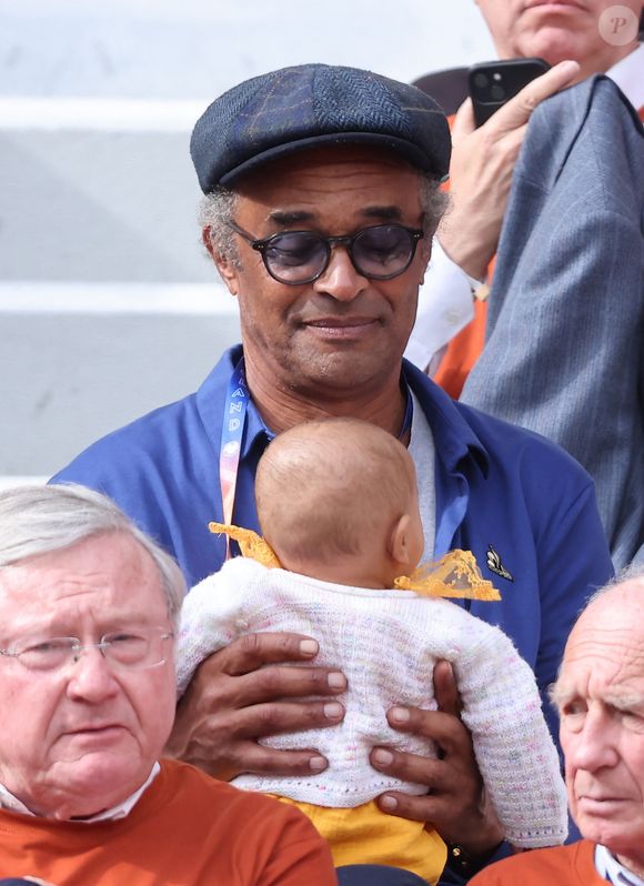 Yannick Noah et sa fille Keelaani lors de l'hommage à R.Nadal lors des internationaux de France de tennis à Roland Garros. © Jacovides / Moreau / Bestimage