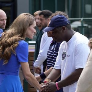 Le prince William, prince de Galles, et Catherine (Kate) Middleton, princesse de Galles, le prince George de Galles et la princesse Charlotte de Galles lors de la finale de Wimbledon à Londres le 13 juillet 2025