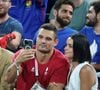 “L’éloignement physique car je n'habite pas à Paris”, précise Florent Manaudou

Florent Manaudou et sa compagne Lola Duménil - Les célébrités assistent à la victoire de l'équipe de France de basket face au Canada (82-73) lors des Jeux Olympiques de Paris2024, le 6 août 2024. © Jacovides-Perusseau / Bestimage