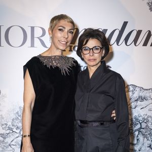 Mathilde Favier et Rachida Dati, Ministre de la Culture, au photocall du dîner Dior X Madame Figaro à La Terrasse by Albane sur le toit de l'hôtel Marriott en marge du 78ème Festival International du Film de Cannes, France, le 17 mai 2025. © Olivier Borde/Bestimage