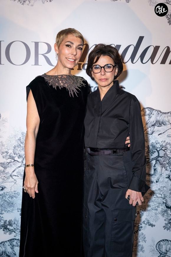 Mathilde Favier et Rachida Dati, Ministre de la Culture, au photocall du dîner Dior X Madame Figaro à La Terrasse by Albane sur le toit de l'hôtel Marriott en marge du 78ème Festival International du Film de Cannes, France, le 17 mai 2025. © Olivier Borde/Bestimage