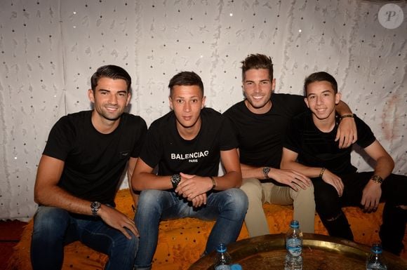 Exclusif - Enzo Zidane (fils de Zinédine Zidane), Driss Zidane (neveu de Zinédine Zidane), Luca Zidane (fils de Zinédine Zidane) et Maxime Lopez (footballeur) - Les célébrités lors du festival "Marrakech du Rire 2018"  à Marrakech, Maroc, le 24 juin 2018. © Rachid Bellak/Bestimage