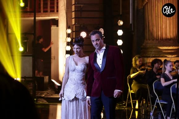 Exclusif - Catherine Trottmann, Julien Behr, lors de l'enregistrement de l'émission "Le Grand Echiquier - Méditerrannée" présentée par A.Manoukian et C.Chazal et diffusée le 2 juillet 2026 sur France 2, à Versailles, France, le 1er juillet 2025. © Jack Tribeca/Bestimage