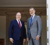 Mais l'agenda de la Couronne espagnole pourrait s'avérer complexe à gérer lors de cette première semaine de juin. 

Le roi Felipe VI d'Espagne reçoit le prince Albert II de Monaco au palais Zarzuela à Madrid, Espagne, le 15 octobre 2022. AGENCE / BESTIMAGE