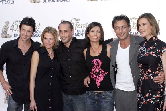Les acteurs de Sous le Soleil, Franck Jolly, Christine Lemler, Romeo Serfati, Adeline Blondieau, Frédérique Deban et Bénédicte Delmas assistent à la soirée TF1 dans le cadre du 45ème Festival de Télévision de Monte-Carlo à Monaco, le 30 juin 2005. Photo by Gerald Holubowicz/ABACAPRESS.COM