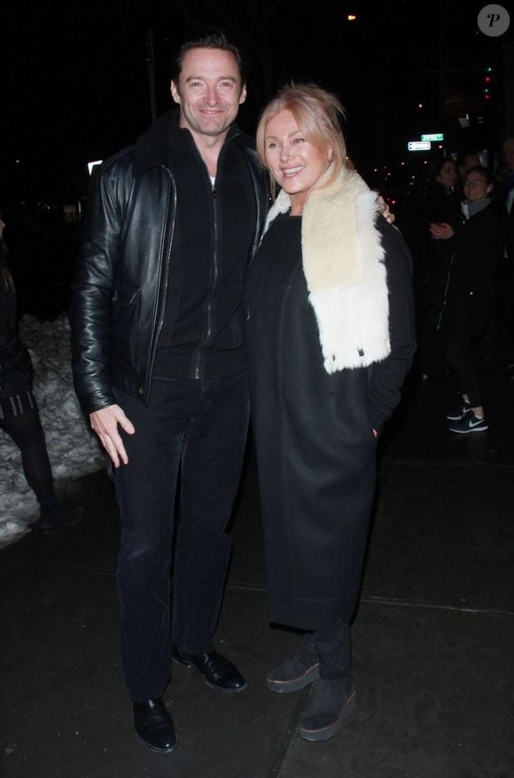Hugh Jackman et sa femme Deborra-Lee Furness - Arrivées des people à la première de "Freak Show" au cinéma Landmark Sunshine à New York le 10 janvier 2018. @Backgrid UK/ Bestimage