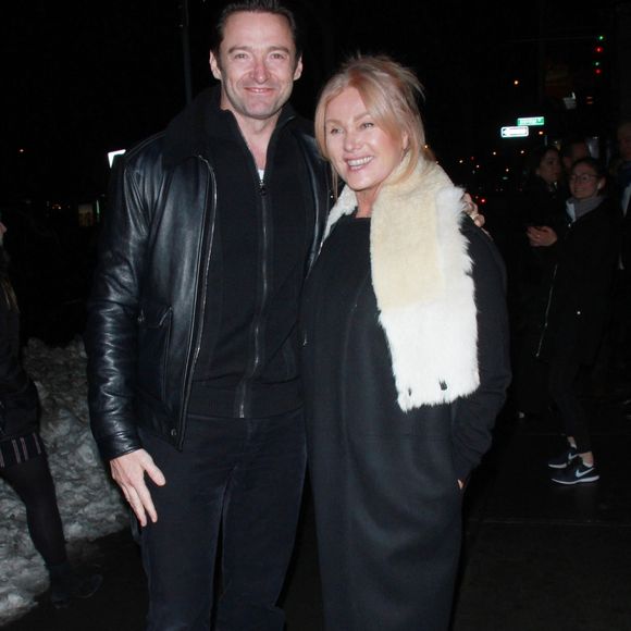 Hugh Jackman et sa femme Deborra-Lee Furness - Arrivées des people à la première de "Freak Show" au cinéma Landmark Sunshine à New York le 10 janvier 2018. @Backgrid UK/ Bestimage