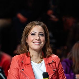 Lea Salame, journaliste française, lors du Téléthon 2023, à Saint-Denis, près de Paris, en France, le 9 décembre 2023. Le Téléthon est un marathon télévisé de trente heures diffusé sur les chaînes de France Télévisions. En France, le Téléthon est un événement caritatif organisé depuis 1987 par l'Association française contre les myopathies (AFM) afin de financer la recherche sur les maladies neuromusculaires génétiques, ainsi que sur d'autres maladies génétiques rares. Photo d'Alexis Jumeau/ABACAPRESS.COM