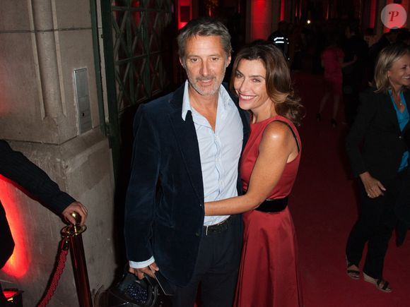 Antoine de Caunes et Daphné Roulier arrivant à la soirée Canal + organisée au lycée Louis Le Grand à Paris, France, le 29 août 2011. Photo par Alban Wyters/ABACAPRESS.COM