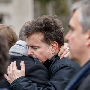 Semi-exclusif - Nicolas Demorand - Funérailles de Sébastien Demorand à la Coupole du crématorium du cimetière du Père-Lachaise à Paris, en France, le 31 janvier 2020.