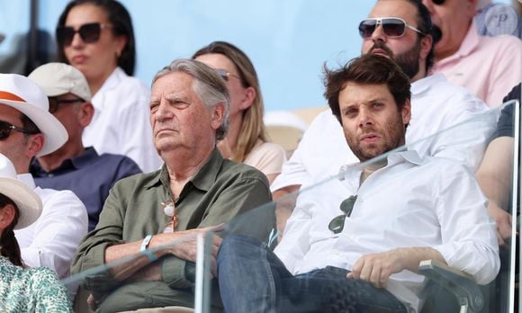 Patrice Duhamel et Benjamin Duhamel en tribunes lors des Internationaux de France de tennis de Roland Garros 2023, à Paris, le 9 juin 2023. 

© Jacovides-Moreau/Bestimage