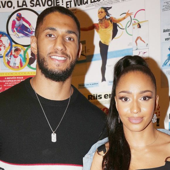 Tony Yoka et sa femme Estelle Mossely lors de la cérémonie des porte-drapeaux Olympique et paralympique pour les JO de Tokyo à la Maison du sport français à Paris, France, le 5 juillet 2021. © Panoramic/Bestimage