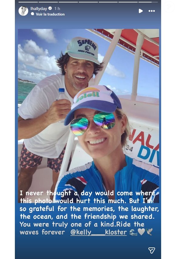 Une cérémonie d'adieu s'est déroulée samedi dernier sur une plage de Saint-Barthélemy pour honorer sa mémoire.

Laeticia Hallyday salue son ami Christian Kloster, plus connu sous le nom de Kelly.