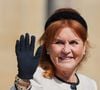Il était aux côtés de son ex-épouse Sarah Ferguson, qui arborait pour l’occasion un ensemble raffiné en tweed blanc et jupe noire...
Sarah, duchesse d'York, salue la foule alors qu'elle assiste à l'office des matines de Pâques à la chapelle St George au château de Windsor, Berkshire. Royaume-Uni, le dimanche 20 avril 2025. Photo by Kirsty Wigglesworth/PA Wire/ABACAPRESS.COM