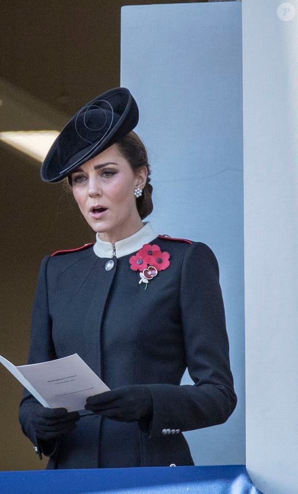 Catherine (Kate) Middleton, duchesse de Cambridge lors de la cérémonie du centenaire de l'armistice du 11 novembre 1918 au palais de Whitehall à Londres, Royaume Uni, le 11 novembre 2018. EXPRESS SYNDICATION / BESTIMAGE