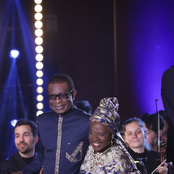 Exclusif - Youssou N’Dour, Angélique Kidjo lors de l'enregistrement de l'émission "Le Grand Echiquier, Spéciale Afrique", présentée par C.Chazal et A.Manoukian et diffusée le 28 août 2025 sur France 2, à Paris, France, le 14 septembre 2024. © Jack Tribeca/Bestimage