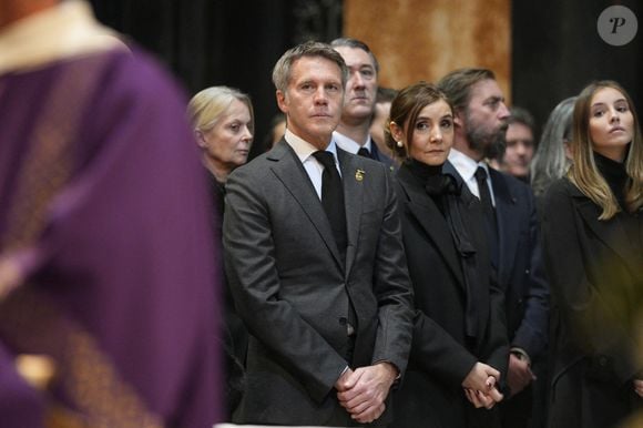 La princesse Elena de Yougoslavie, Le prince Emmanuel-Philibert de Savoie, La princesse Clotilde Courau de Savoie, Le prince Aimone et la princesse Olga de Savoie Aoste, La princesse Vittoria de Savoie - La cérémonie funéraire de Victor Emmanuel de Savoie, fils du dernier roi d'Italie, en la cathédrale Saint-Jean-Baptiste de Turin, le 10 février 2024.