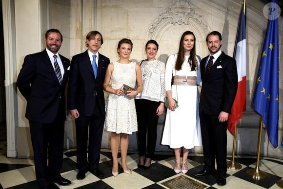 LL.AA.RR. Grand-Duc Héritier Guillaume de Luxembourg, H.R.H. Prince Louis de Luxembourg, Grande-Duchesse Héritière Stephanie de Luxembourg, H.R.H. Princesse Alexandra de Luxembourg, LL.AA.RR. le Prince Felix et Princesse Claire de Luxembourg - Soirée au Musée Rodin à l'occasion de la visite d'Etat en France du grand-duc H. de Luxembourg et la grande-duchesse MT. de Luxembourg à Paris le 20 mars 2018. © Dominique Jacovides/Bestimage