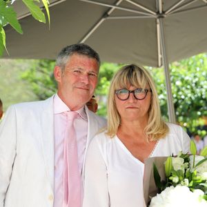 Exclusif - Mariage civil de Christine Bravo et Stéphane Bachot devant la mairie de Occhiatana en Corse le 11 Juin 2022 © Dominique Jacovides / Bestimage