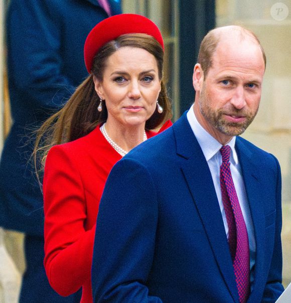 La princesse Catherine de Galles, Kate Middleton et le prince William de Galles lors de la cérémonie annuelle du Jour du Commonwealth à l'abbaye de Westminster à Londres. 10 mars 2025. Photo par Mischa Schoemaker/ABACAPRESS.COM
