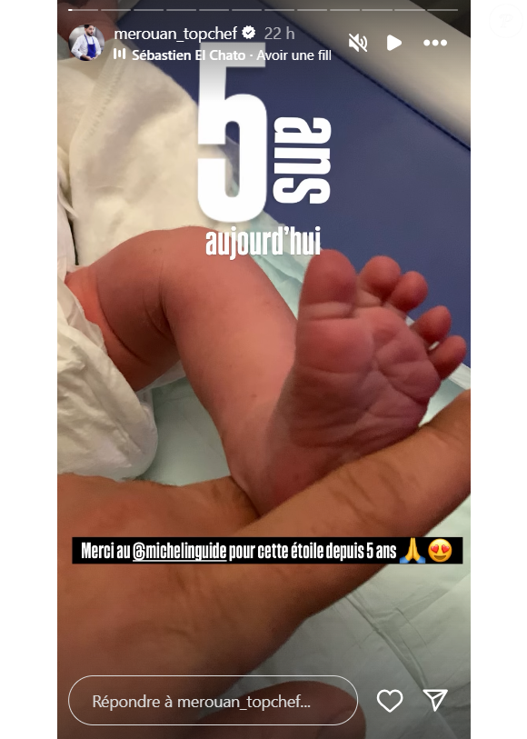 Il partage ainsi des photos de la naissance de son bébé.

Merouan Bounekraf, ancien candidat de "Top Chef", révèle être papa depuis 5 ans.