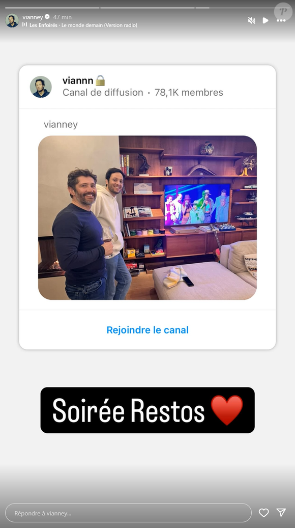 Le chanteur n'a pas manqué de partager ce moment sur les réseaux sociaux.

Bixente Lizarazu et Vianney devant "Au Pays des Enfoirés" sur TF1 ce 7 mars 2025 © Instagram