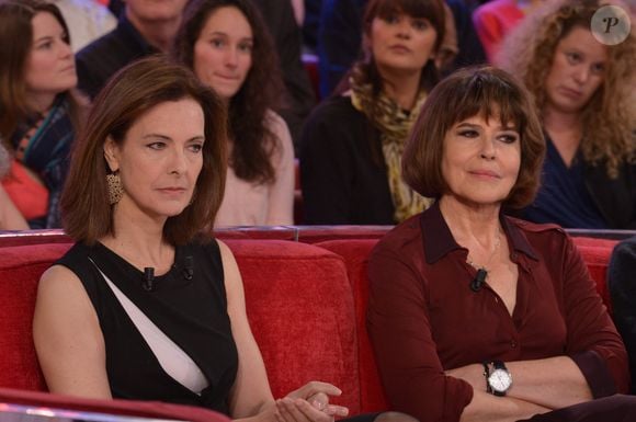 Carole Bouquet et Fanny Ardant lors de l'enregistrement de Vivement Dimanche le 17 décembre 2014 à Paris, France. Photo Max Colin/ABACAPRESS.COM