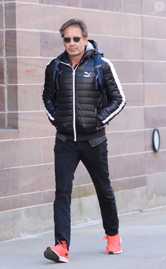 New York, NY - La star de X-Files, David Duchovny, et Bart Freundlich, le mari de Julianne Moore et réalisateur, déjeunent ensemble dans le quartier de West Village à Manhattan le 21/12/2023.

Photo : Backgrid USA / Bestimage