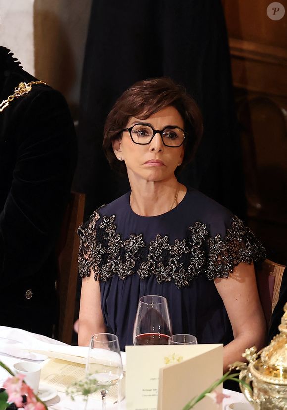 Rachida Dati, Ministre de la Culture lors d’un banquet d’état à Guildhall, Londres le 9 juillet 2025. Le couple présidentiel français est en voyage officiel au Royaume Uni pour trois jours.

© Dominique Jacovides / Bestimage