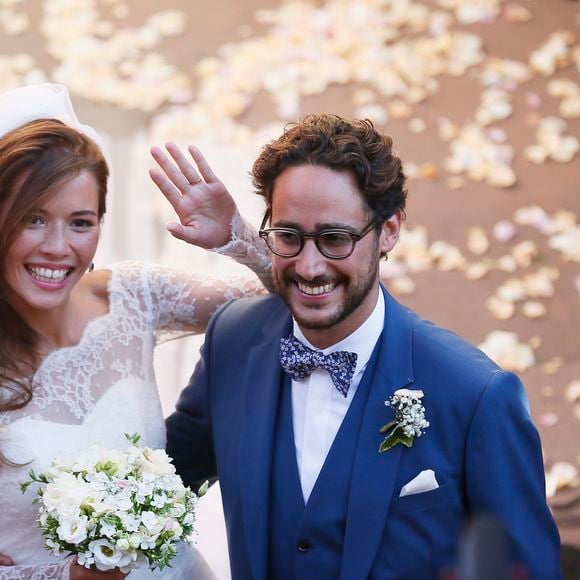 Mariage de Thomas Hollande et de la journaliste Emilie Broussouloux en l'église de Meyssac en Corrèze, près de Brive, ville d'Emilie, le 8 septembre 2018. © Patrick Bernard-Guillaume Collet / Bestimage
