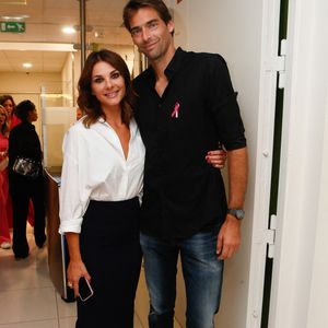 Exclusif - Alice Detollenaere, Camille Lacourt - Backstage du défilé de l'association Ruban Rose à l'occation du lancement d'octobre rose sur les Champs Elysées à Paris, France, le 01 octobre 2023. © Christophe Clovis / Bestimage