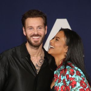 Matt Pokora et sa femme Christina Milian au photocall lors de la première du film "Ambulance" à Los Angeles le 4 avril 2022. © Broadimage / Bestimage