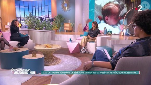 Cindy Fabre invitée à témoigner sur la naissance de son fils Elio, dans "Ca commence aujourd"hui", le 9 janvier 2025