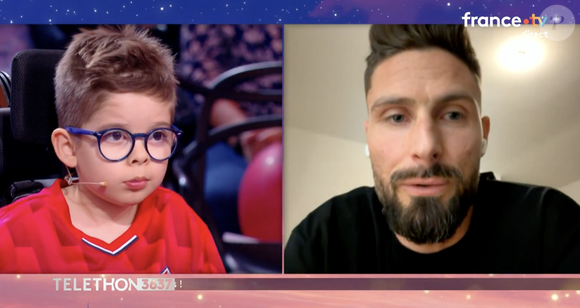 Olivier Giroud sur France 2 pendant le "Téléthon"