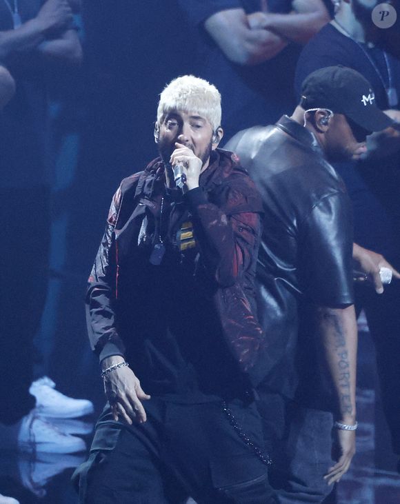 Eminem se produit sur scène lors des MTV Video Music Awards 2024 "VMA's" à l'UBS Arena à Elmont, NY, USA le mercredi 11 septembre 2024. Photo by John Angelillo/UPI/ABACAPRESS.COM